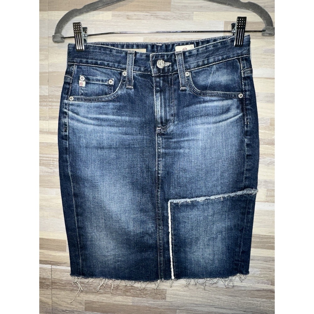 AG Skirt Tight Pencil Mini Denim Cut Off Slit Solid 24 The Erin   a30bf926df #L